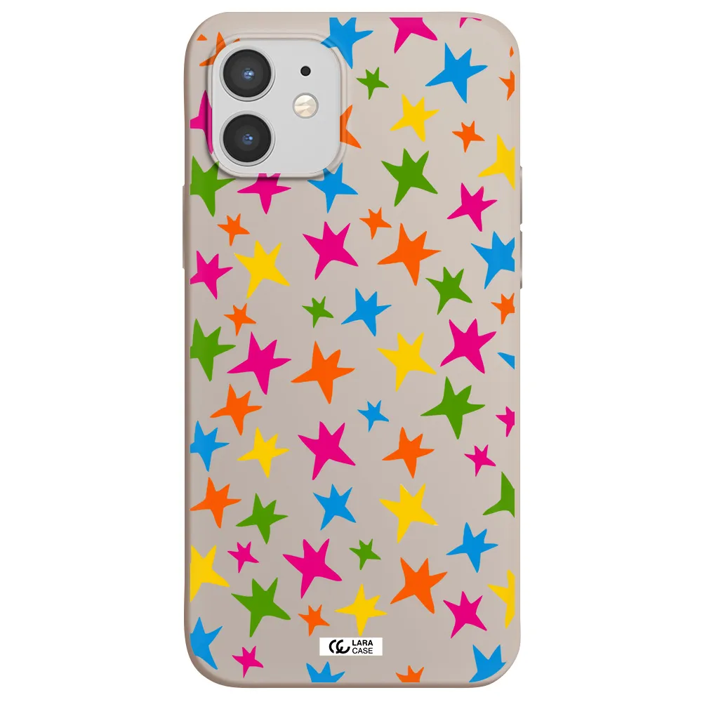 Colorful Stars Apple iPhone 12 Silicone Stone Case