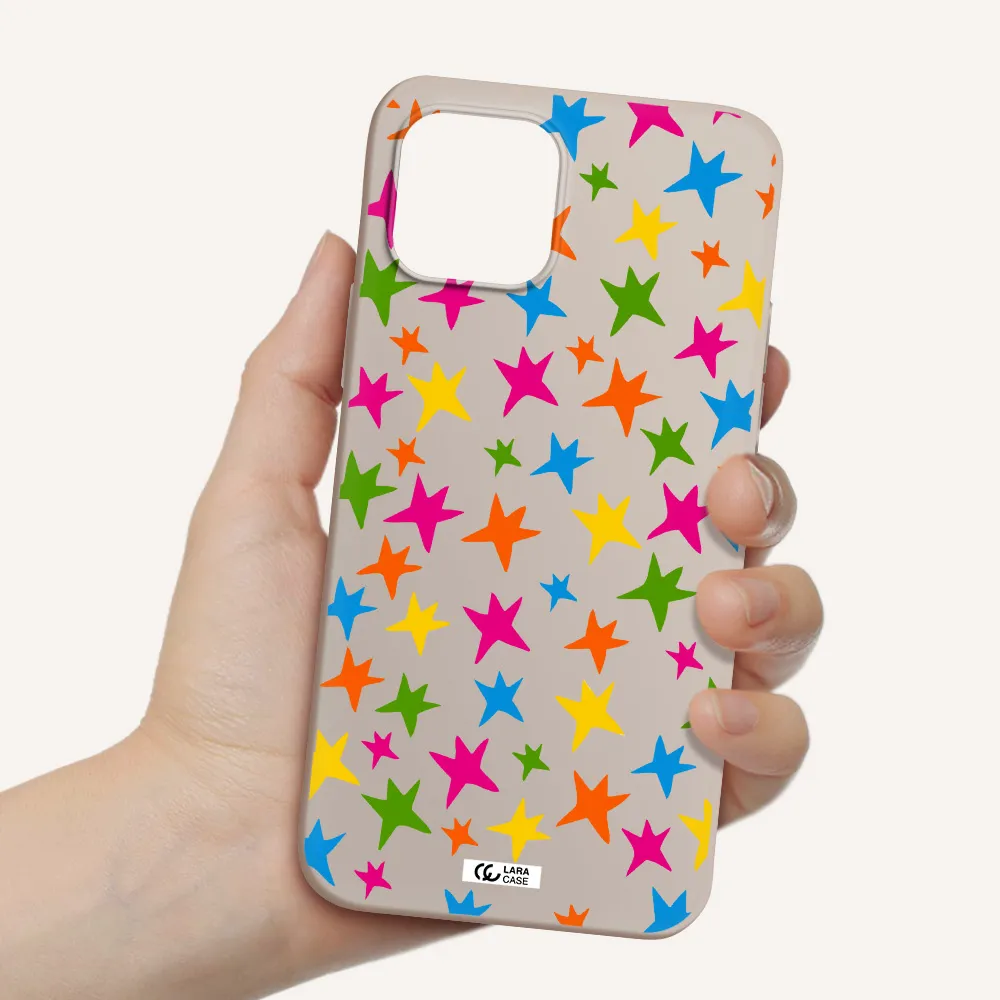 Colorful Stars Apple iPhone 12 Silicone Stone Case