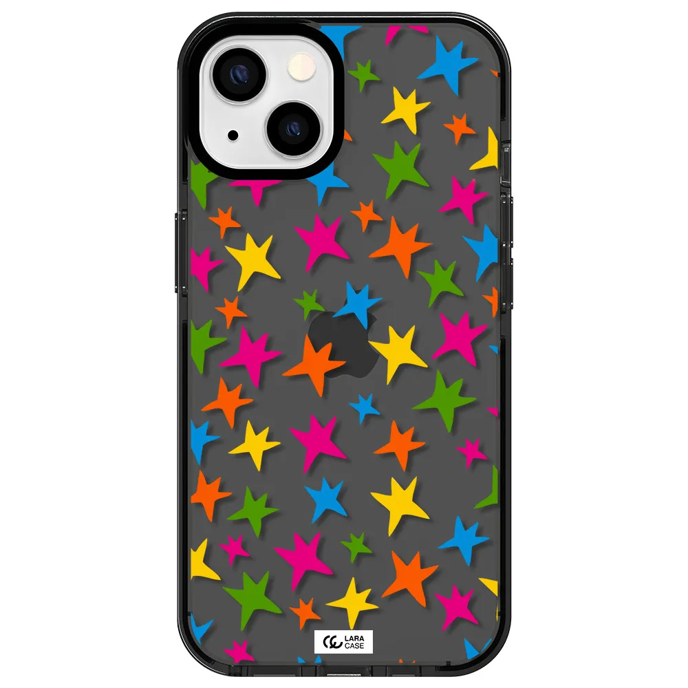 Colorful Stars Apple iPhone 13 impact Smoke Black Case