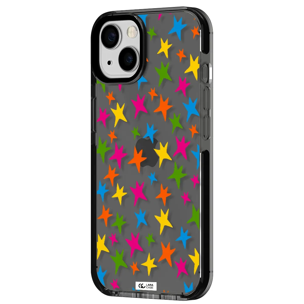 Colorful Stars Apple iPhone 13 impact Smoke Black Case
