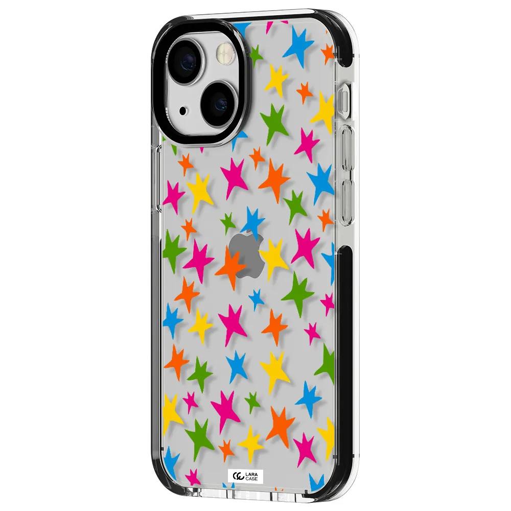 Colorful Stars Apple iPhone 13 mini impact black border Case