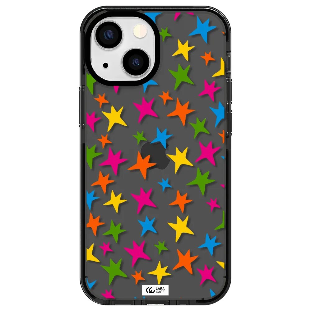 Colorful Stars Apple iPhone 13 mini impact Smoke Black Case