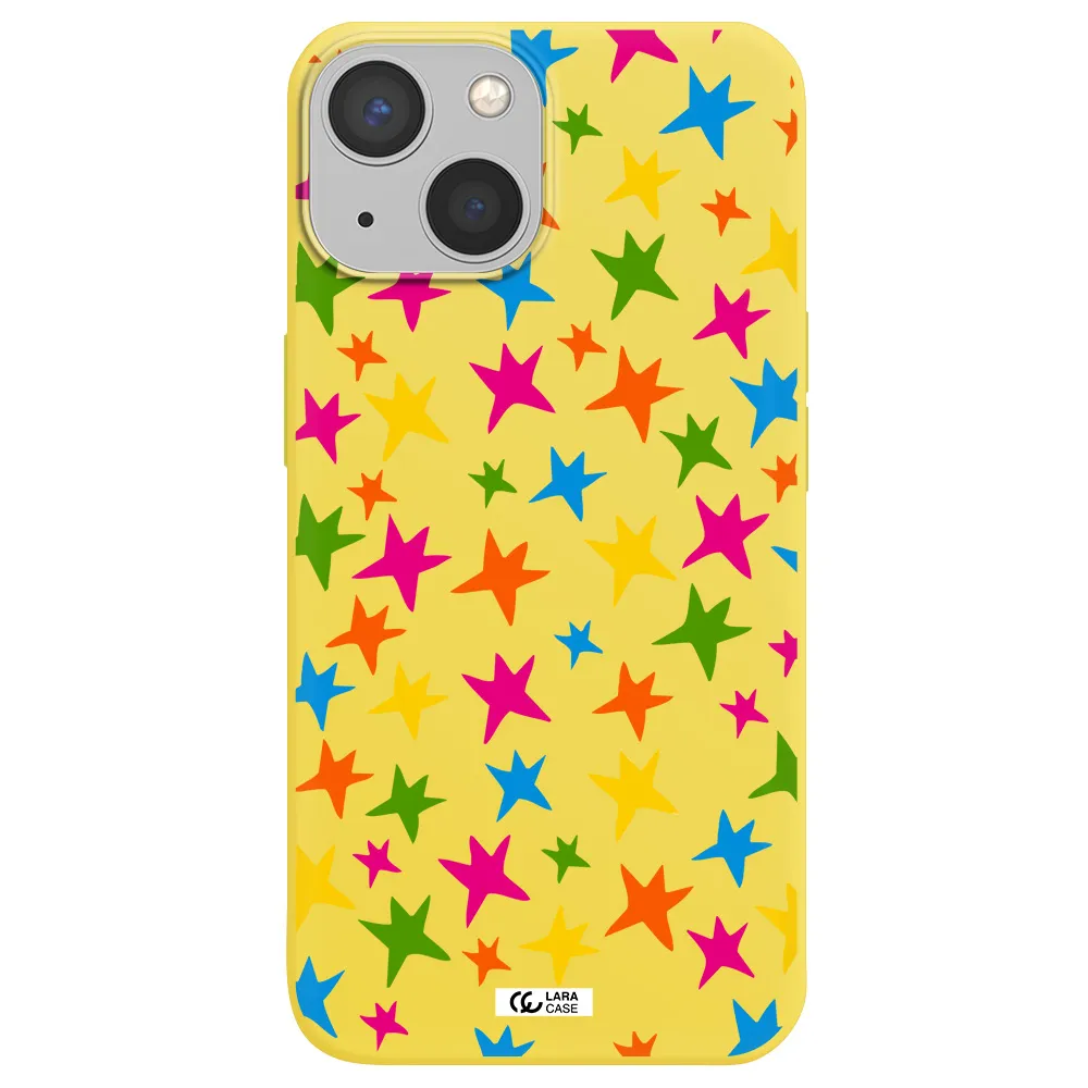 Colorful Stars Apple iPhone 13 mini Silicone canary yellow Case