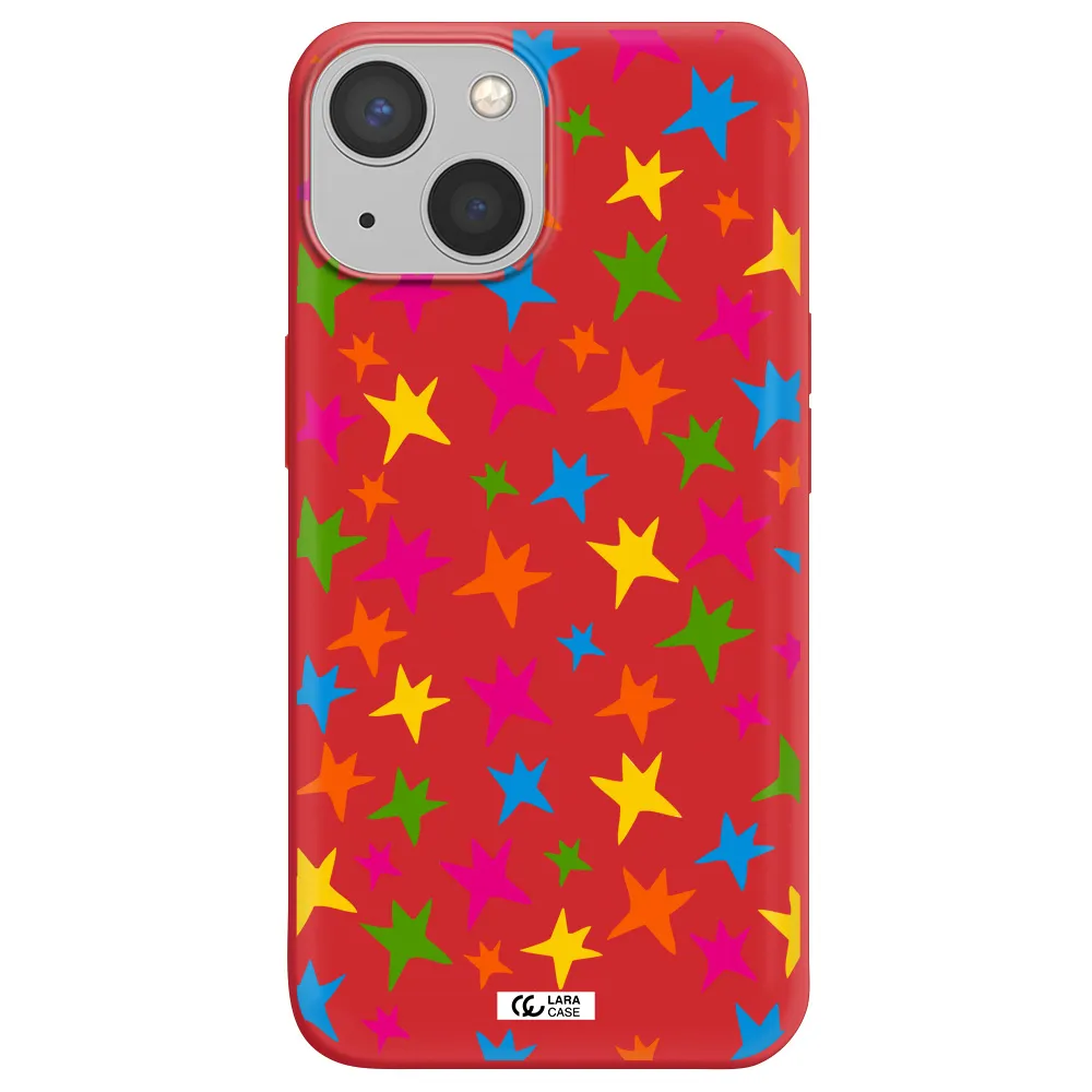 Colorful Stars Apple iPhone 13 mini Silicone Imperial Red Case