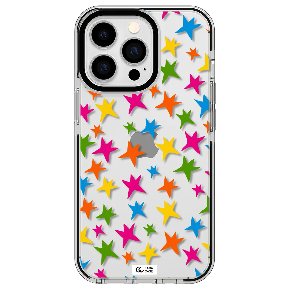 Colorful Stars Apple iPhone 13 Pro impact black border Case