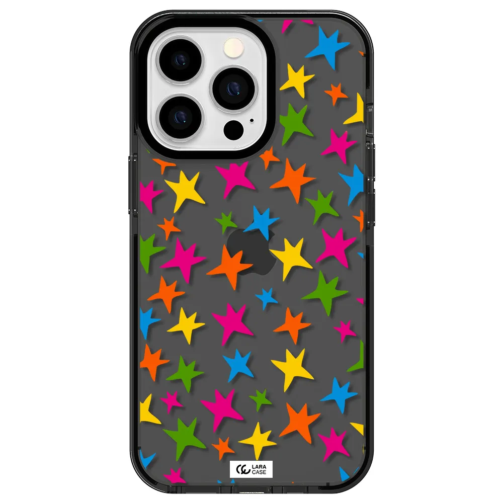 Colorful Stars Apple iPhone 13 Pro impact Smoke Black Case