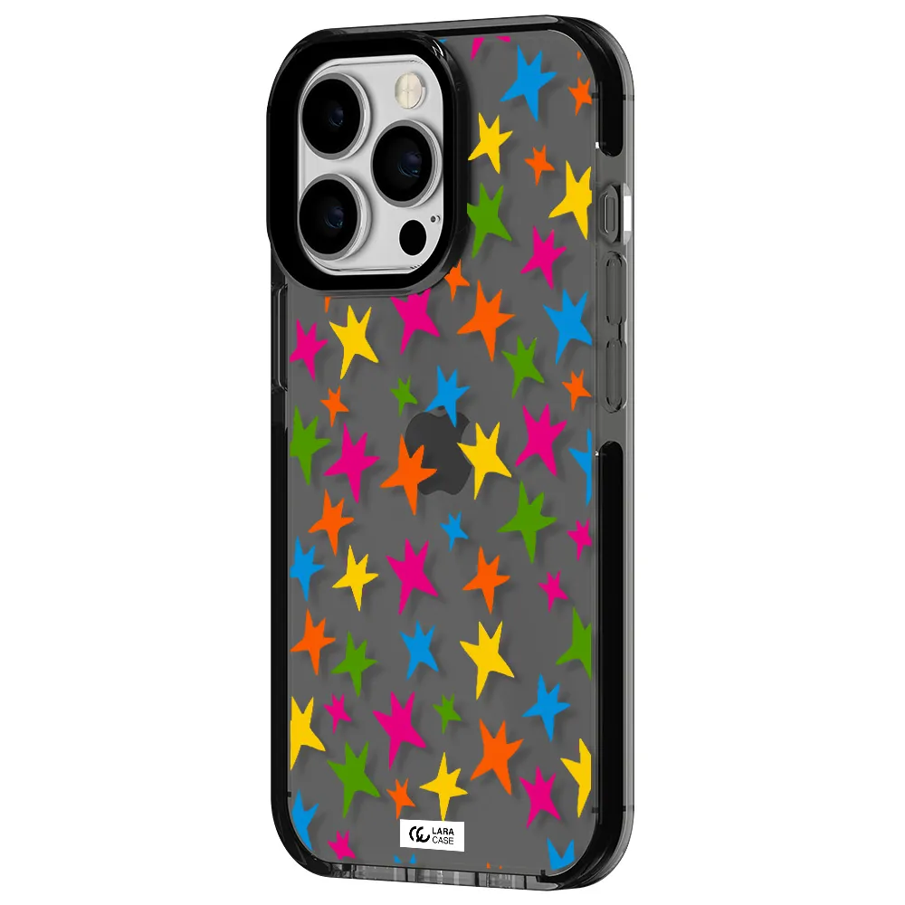 Colorful Stars Apple iPhone 13 Pro impact Smoke Black Case