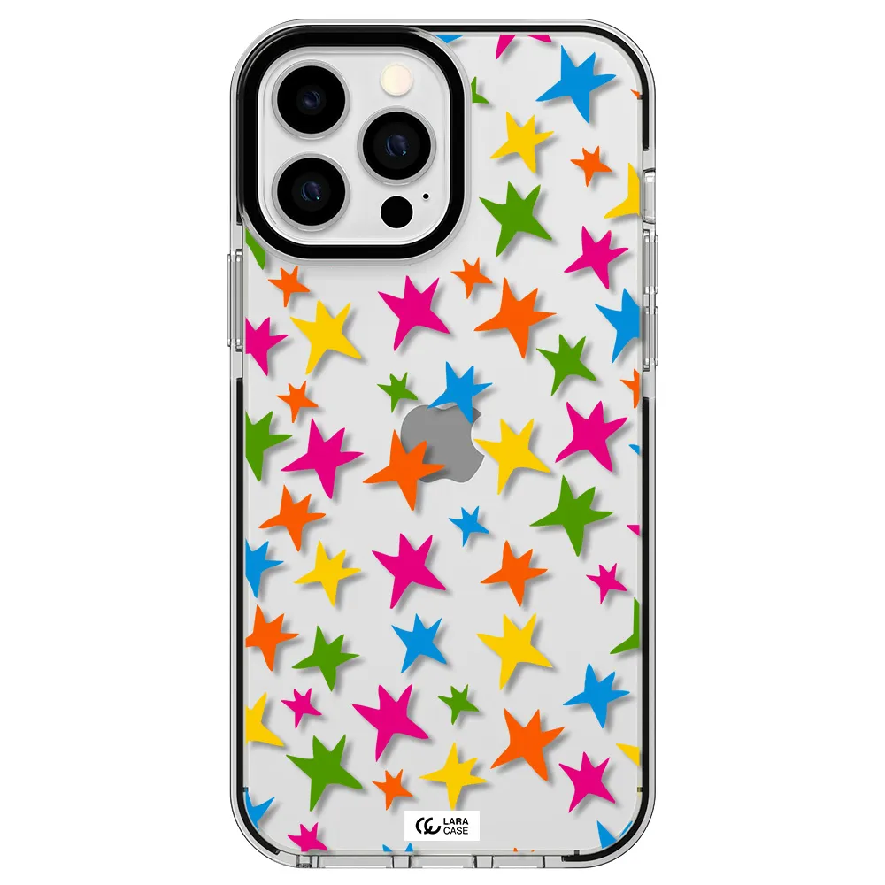 Colorful Stars Apple iPhone 13 Pro Max impact black border Case
