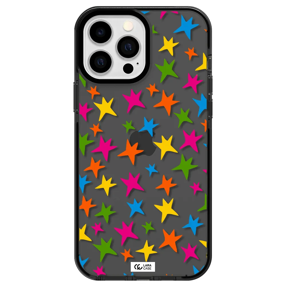 Colorful Stars Apple iPhone 13 Pro Max impact Smoke Black Case