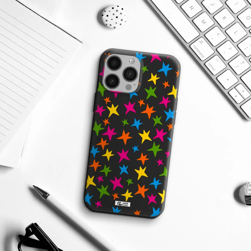 Colorful Stars Apple iPhone 13 Pro Max Silicone black Case