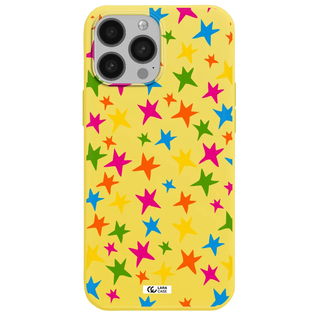 Colorful Stars Apple iPhone 13 Pro Max Silicone canary yellow Case