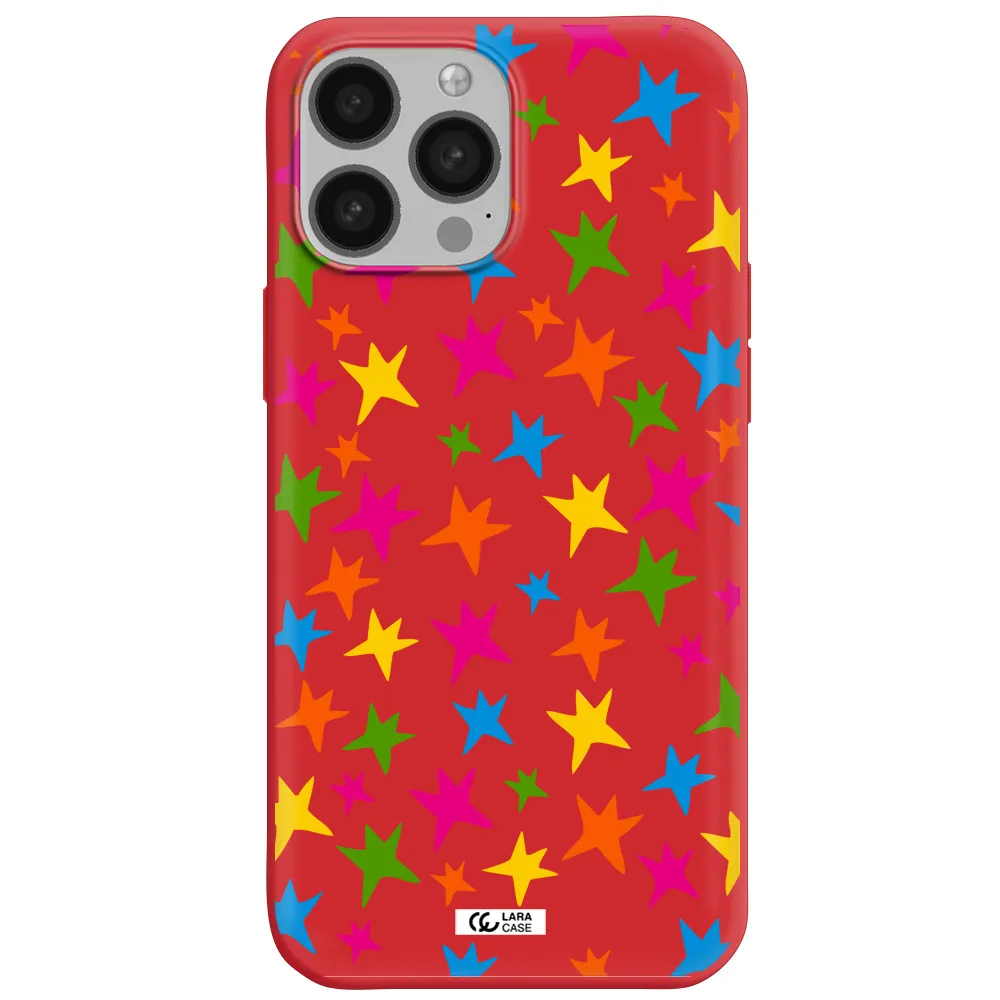 Colorful Stars Apple iPhone 13 Pro Max Silicone Imperial Red Case