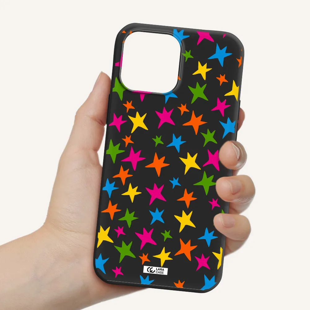 Colorful Stars Apple iPhone 13 Pro Silicone black Case