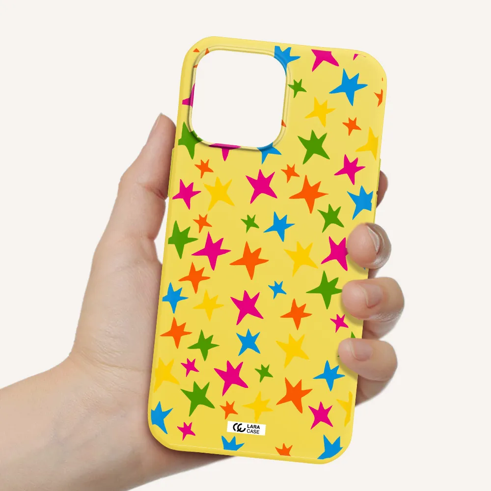 Colorful Stars Apple iPhone 13 Pro Silicone canary yellow Case