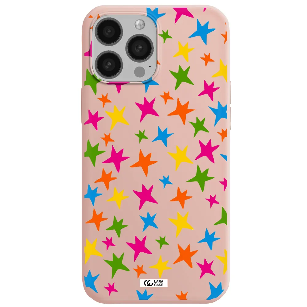 Colorful Stars Apple iPhone 13 Pro Silicone pastel pink Case