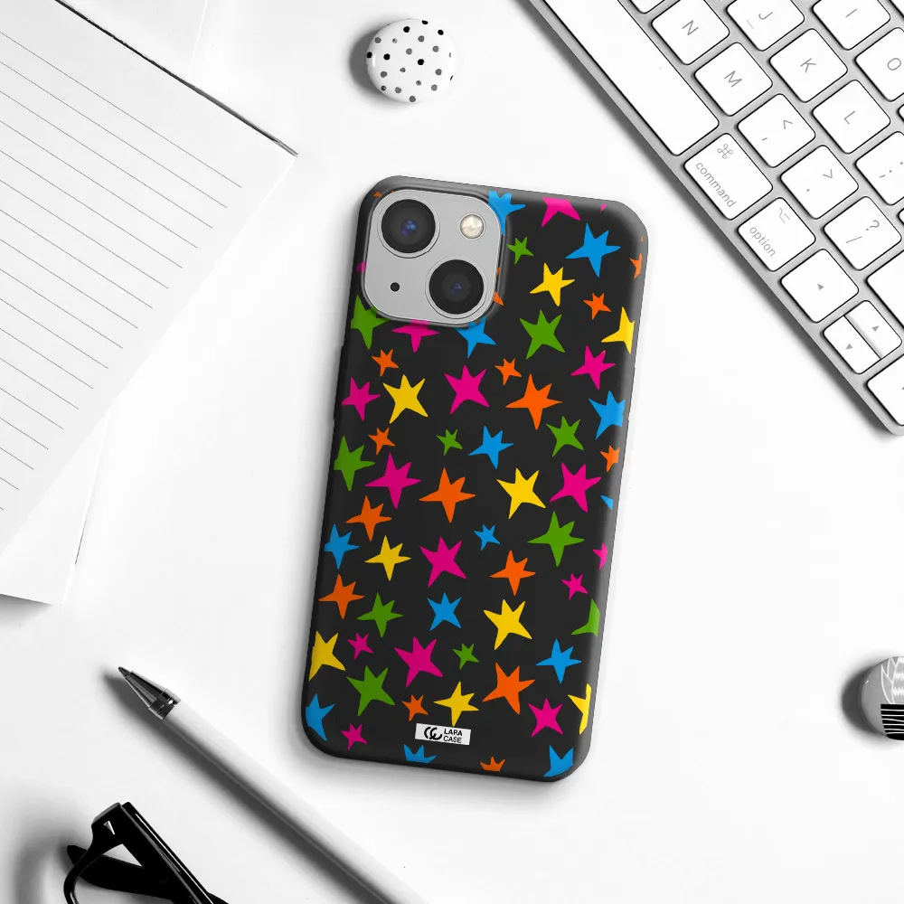 Colorful Stars Apple iPhone 13 Silicone black Case