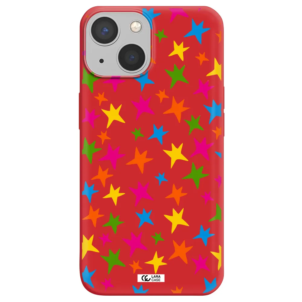 Colorful Stars Apple iPhone 13 Silicone Imperial Red Case