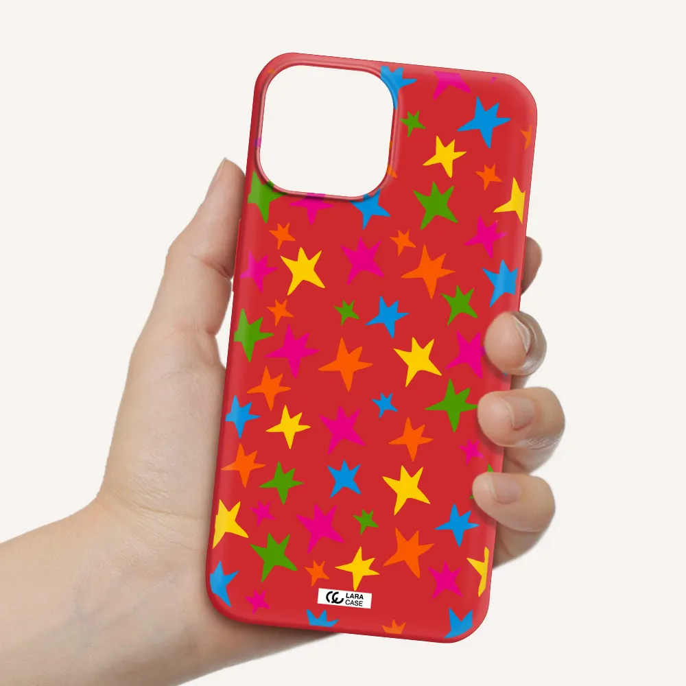 Colorful Stars Apple iPhone 13 Silicone Imperial Red Case