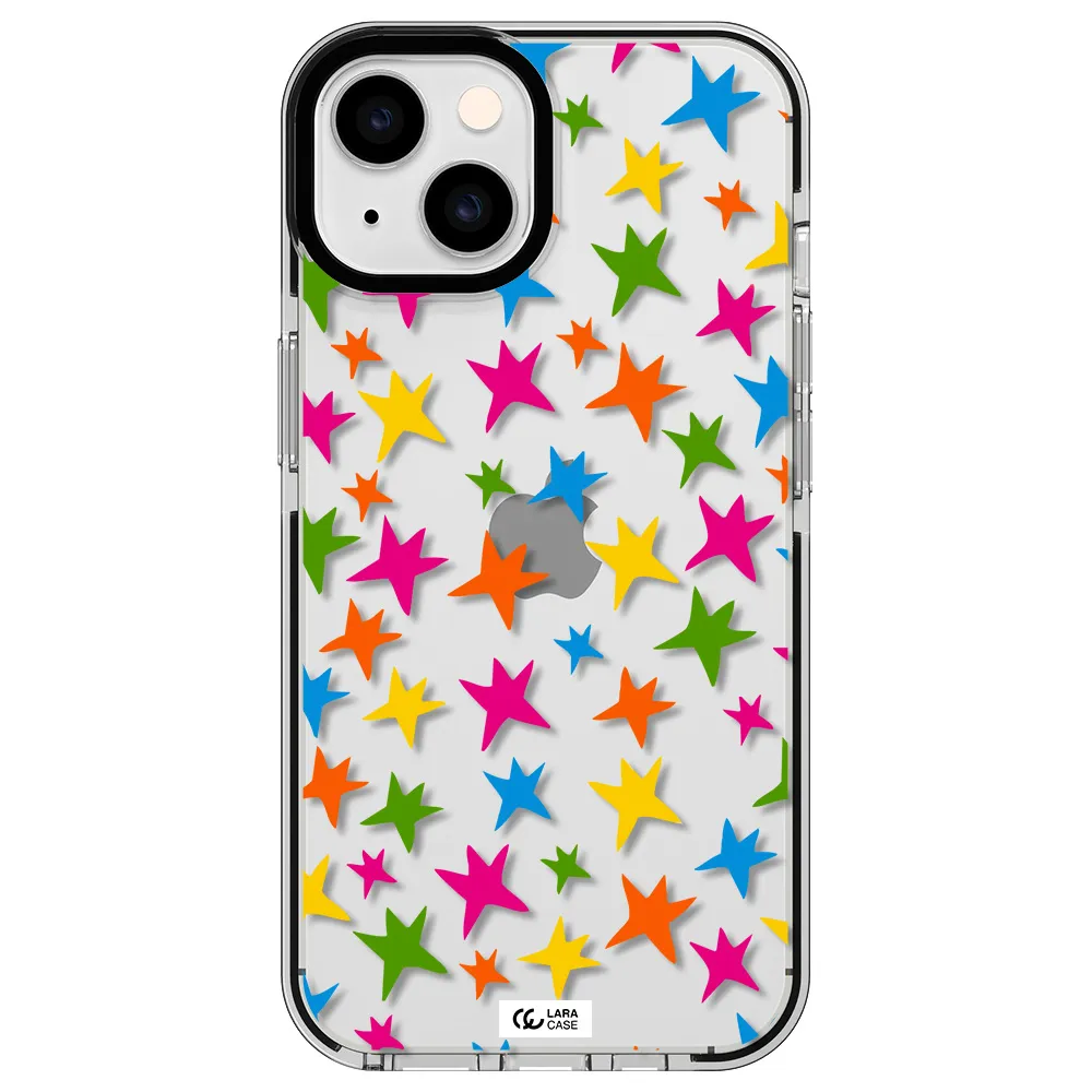 Colorful Stars Apple iPhone 14 impact black border Case