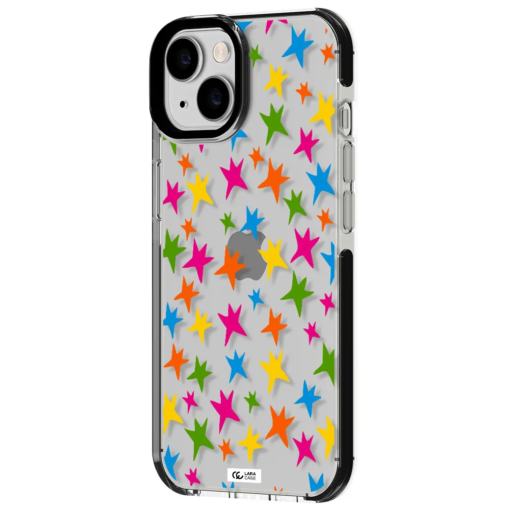 Colorful Stars Apple iPhone 14 impact black border Case