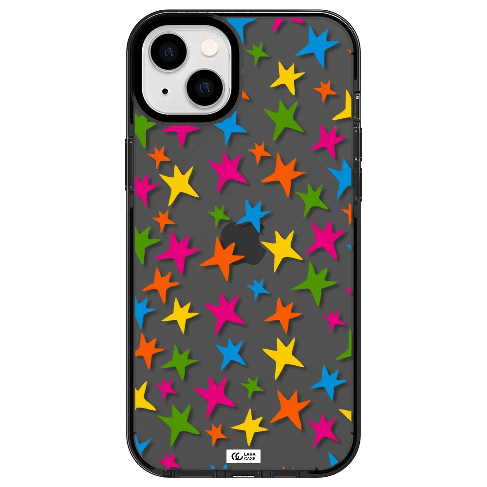 Colorful Stars Apple iPhone 14 plus impact Smoke Black Case