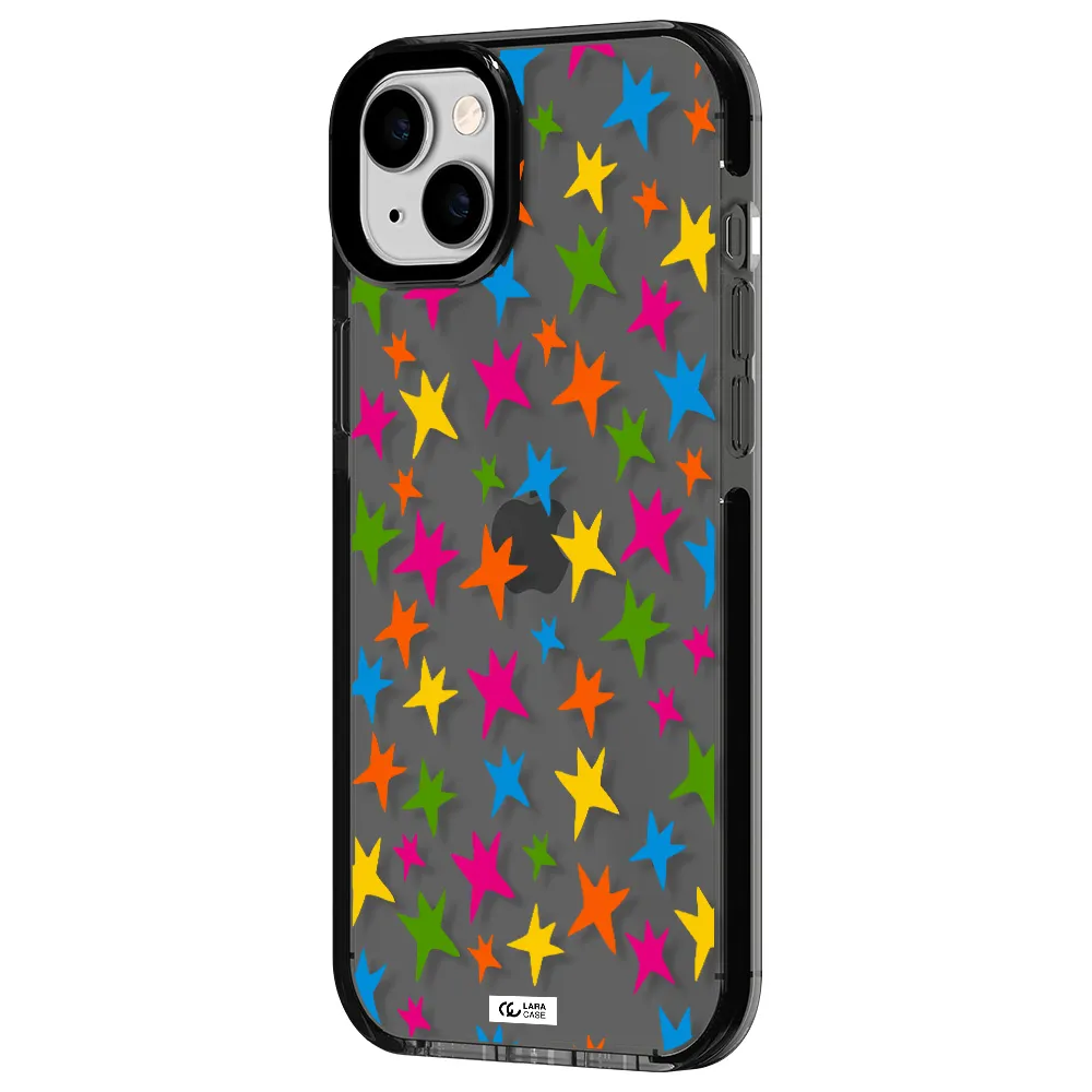 Colorful Stars Apple iPhone 14 plus impact Smoke Black Case
