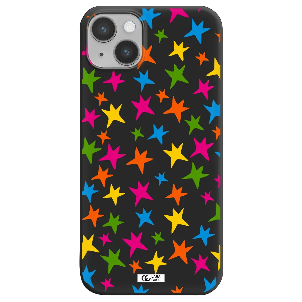 Colorful Stars Apple iPhone 14 plus Silicone black Case