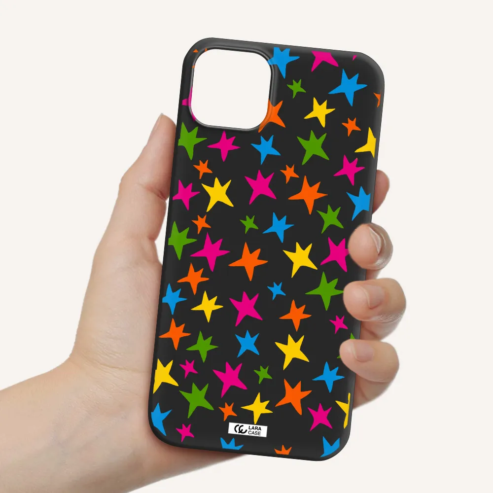 Colorful Stars Apple iPhone 14 plus Silicone black Case