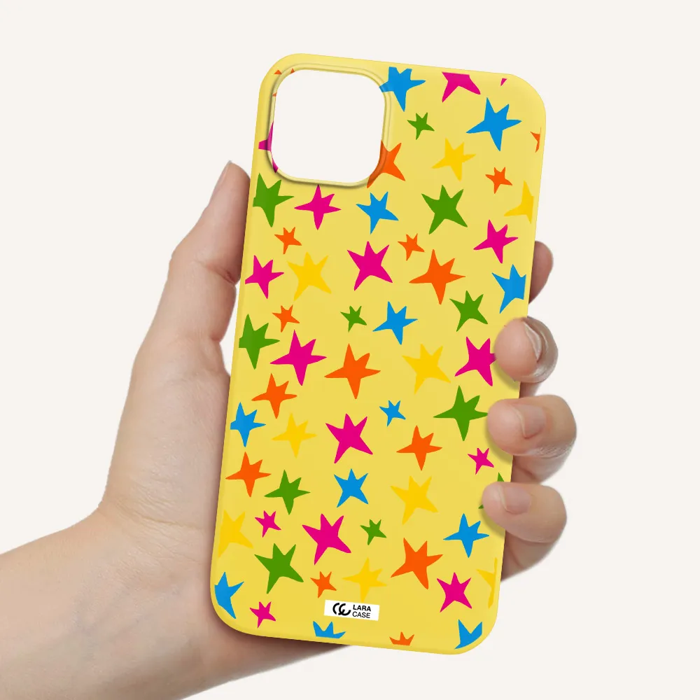 Colorful Stars Apple iPhone 14 plus Silicone canary yellow Case