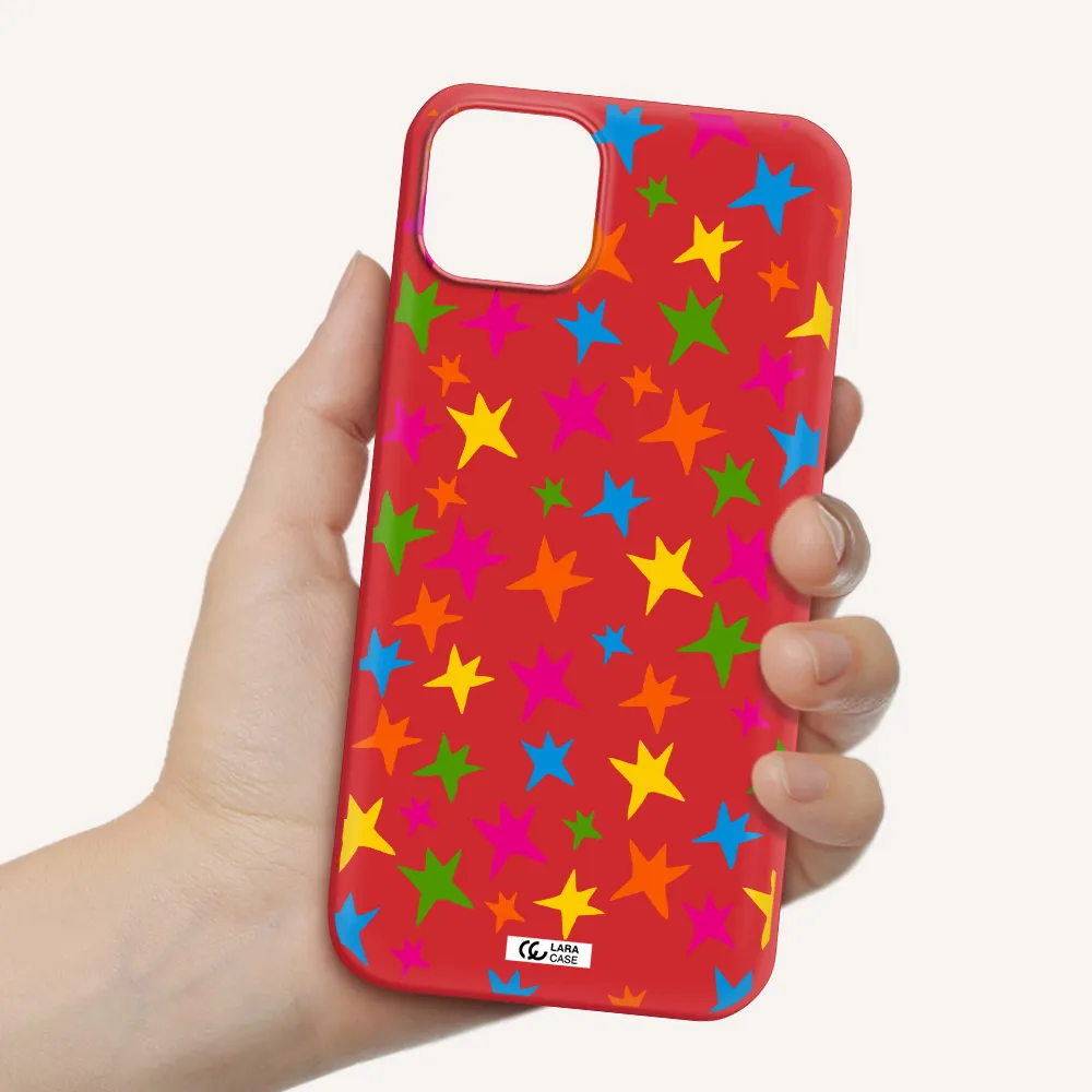 Colorful Stars Apple iPhone 14 plus Silicone Imperial Red Case
