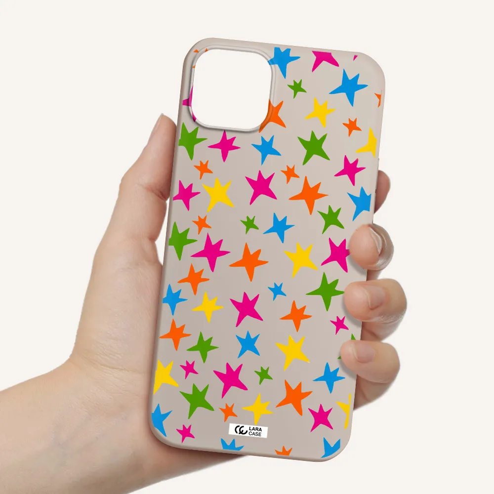 Colorful Stars Apple iPhone 14 plus Silicone Stone Case