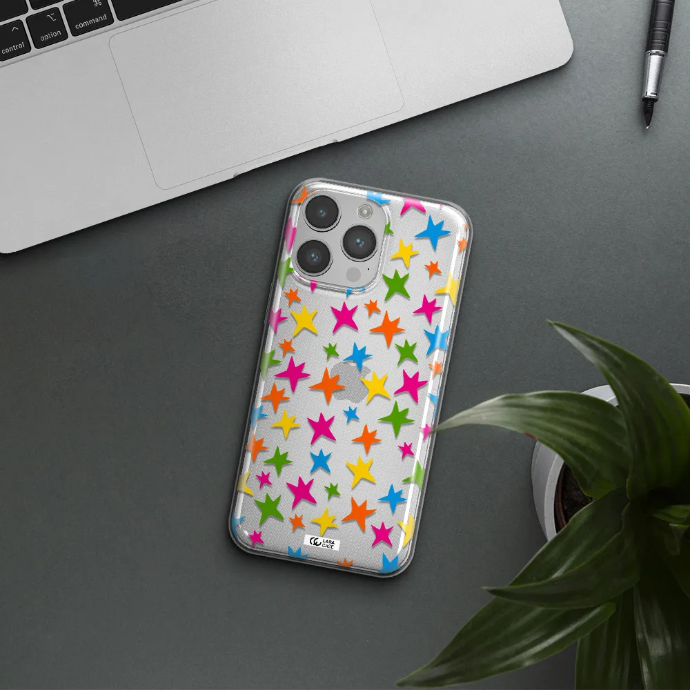 Colorful Stars Apple iPhone 14 pro Clear TPU Case