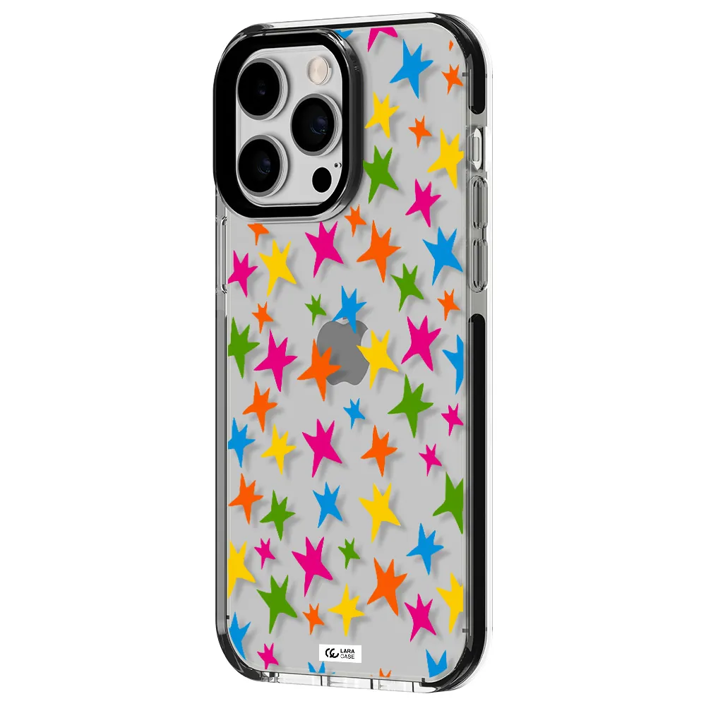 Colorful Stars Apple iPhone 14 pro max impact black border Case