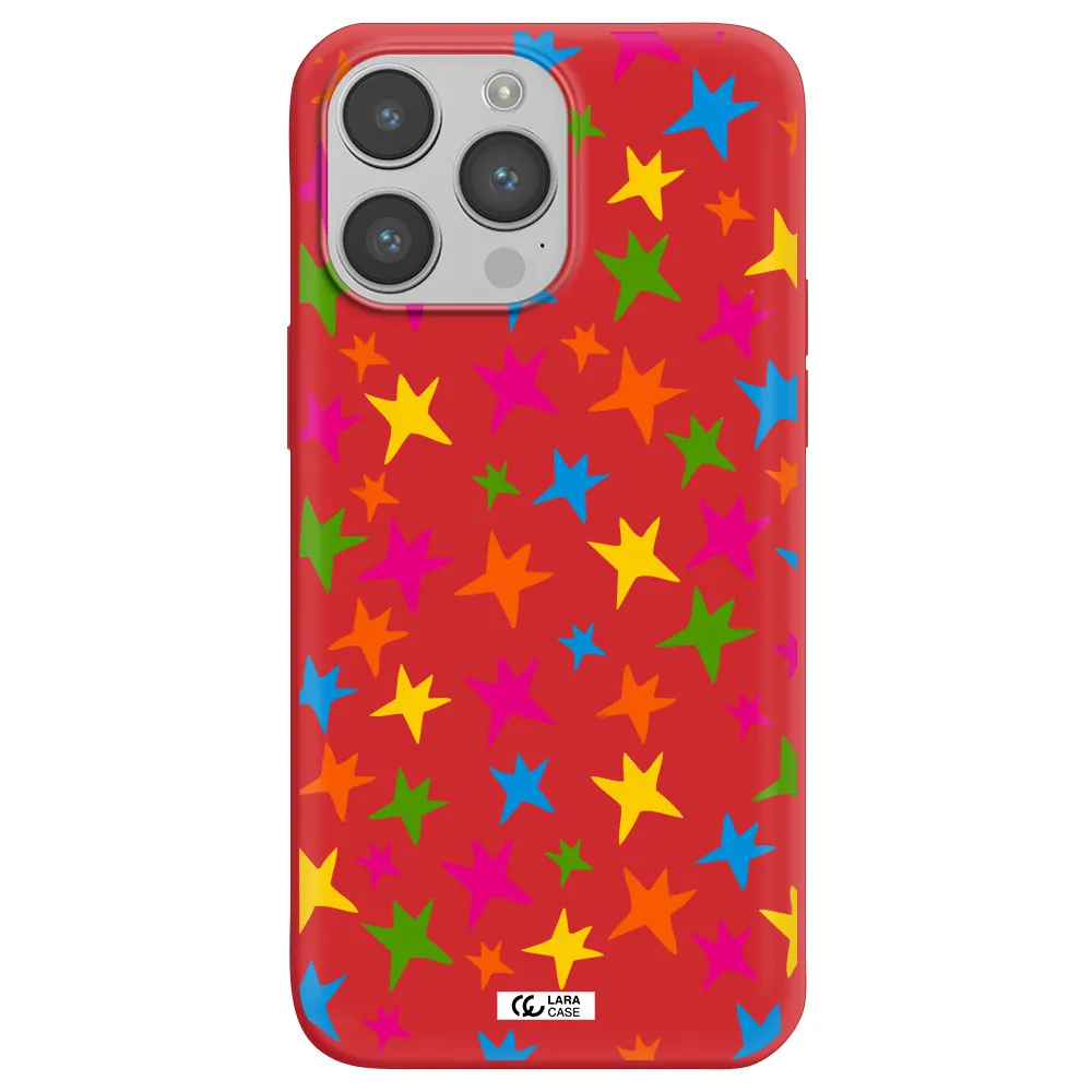 Colorful Stars Apple iPhone 14 pro max Silicone Imperial Red Case