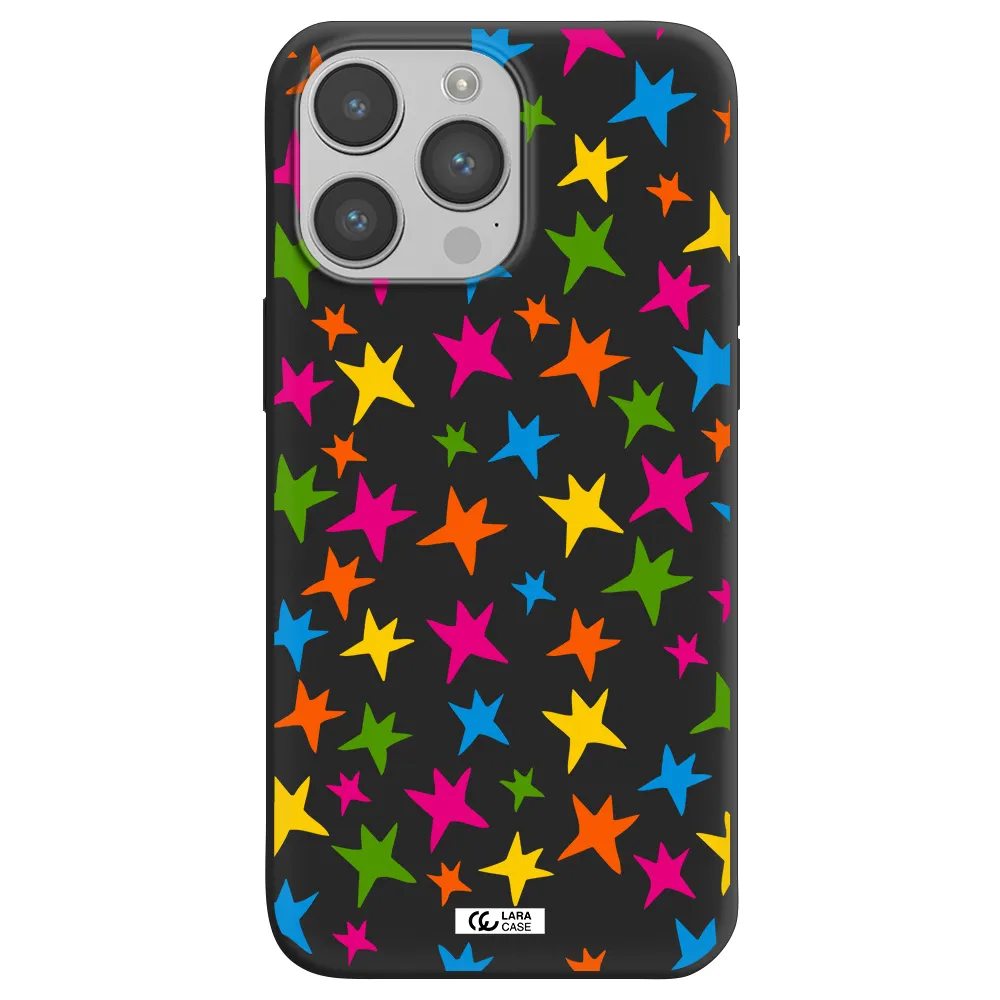 Colorful Stars Apple iPhone 14 pro Silicone black Case