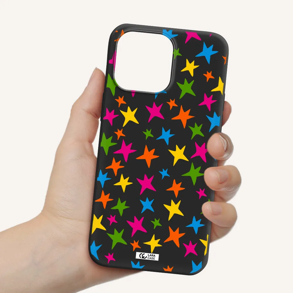 Colorful Stars Apple iPhone 14 pro Silicone black Case