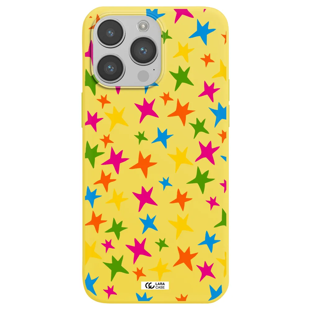 Colorful Stars Apple iPhone 14 pro Silicone canary yellow Case