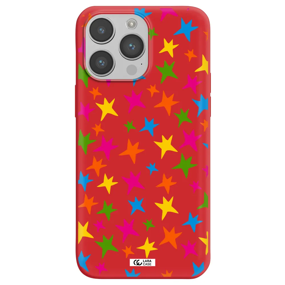 Colorful Stars Apple iPhone 14 pro Silicone Imperial Red Case