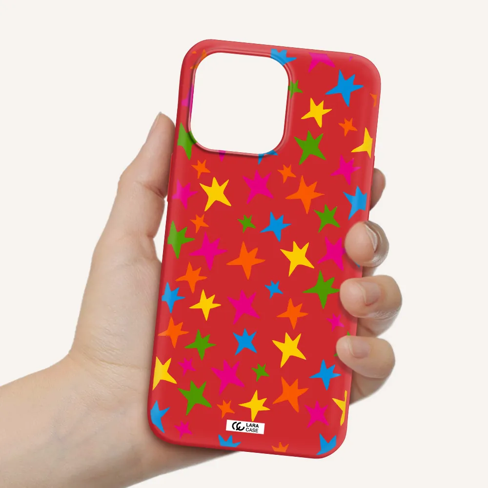 Colorful Stars Apple iPhone 14 pro Silicone Imperial Red Case