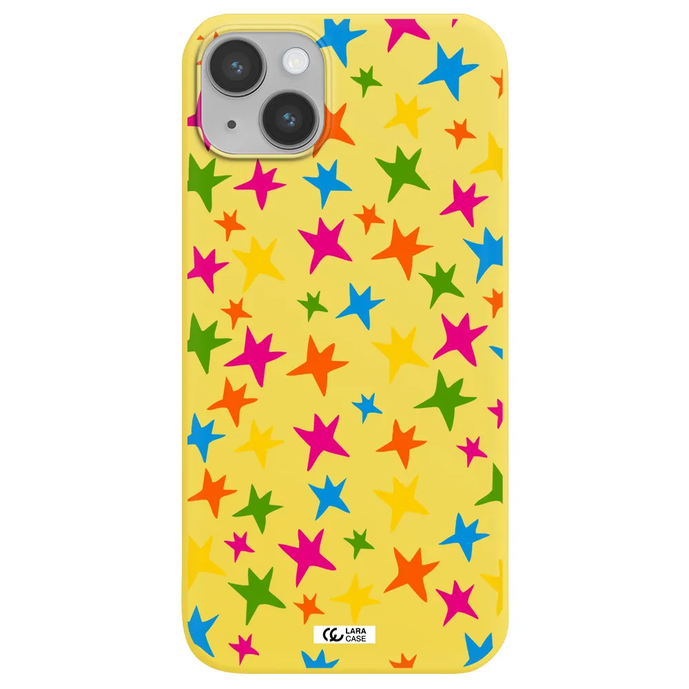 Colorful Stars Apple iPhone 14 Silicone canary yellow Case