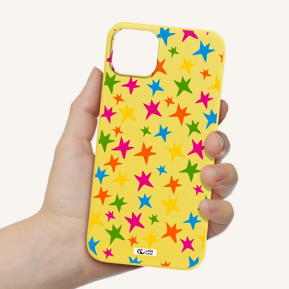 Colorful Stars Apple iPhone 14 Silicone canary yellow Case