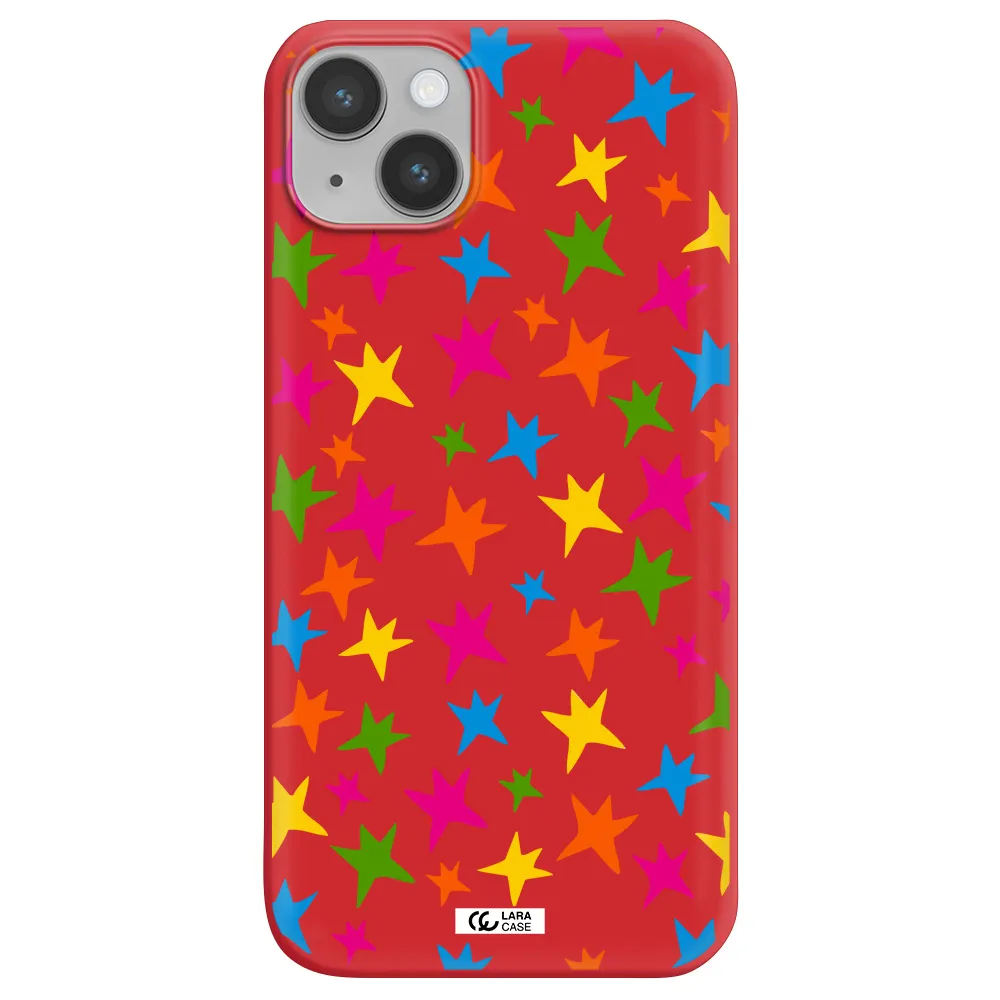 Colorful Stars Apple iPhone 14 Silicone Imperial Red Case