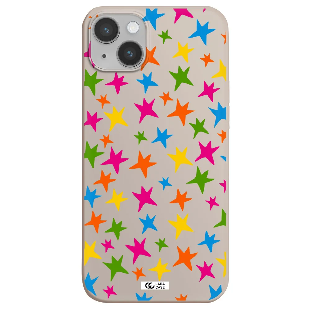 Colorful Stars Apple iPhone 14 Silicone Stone Case