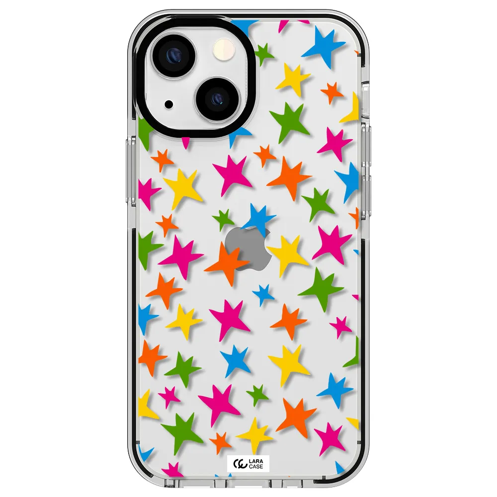 Colorful Stars Apple iPhone 15 impact black border Case
