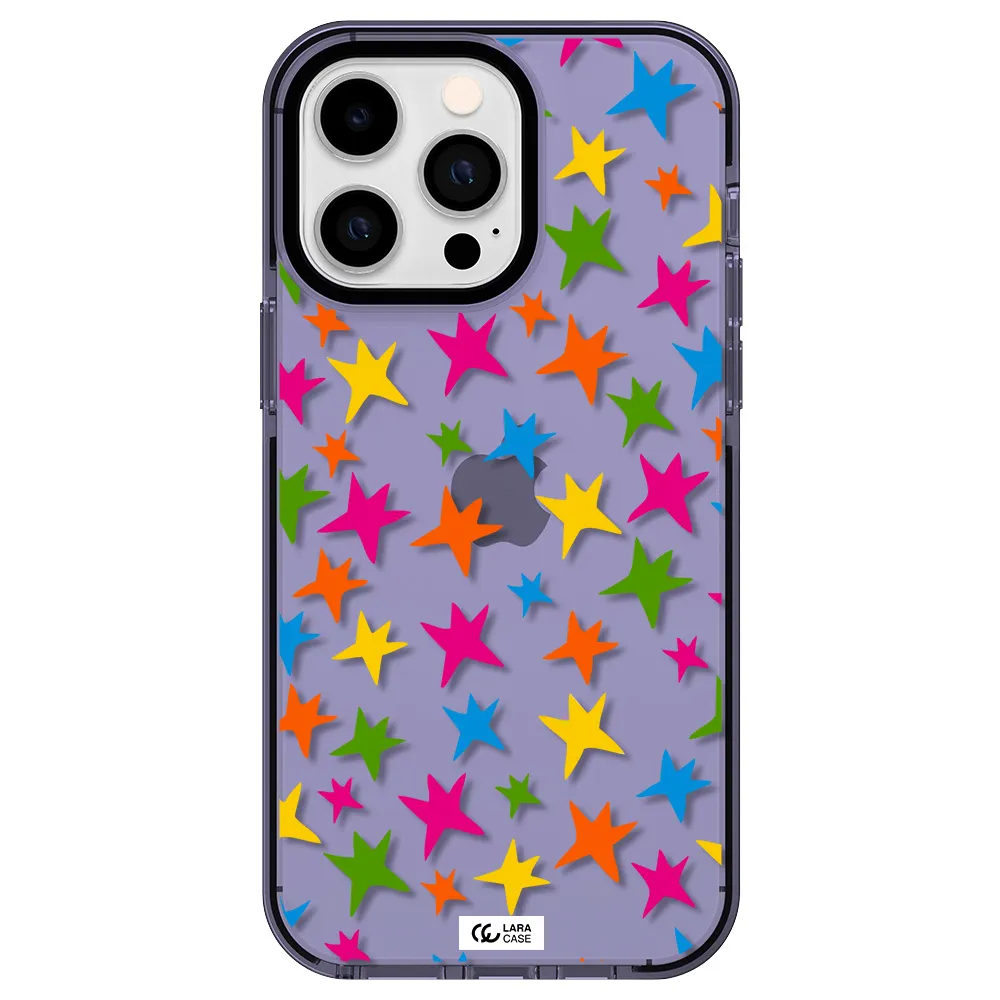 Colorful Stars Apple iPhone 15 Pro impact Lilac Case