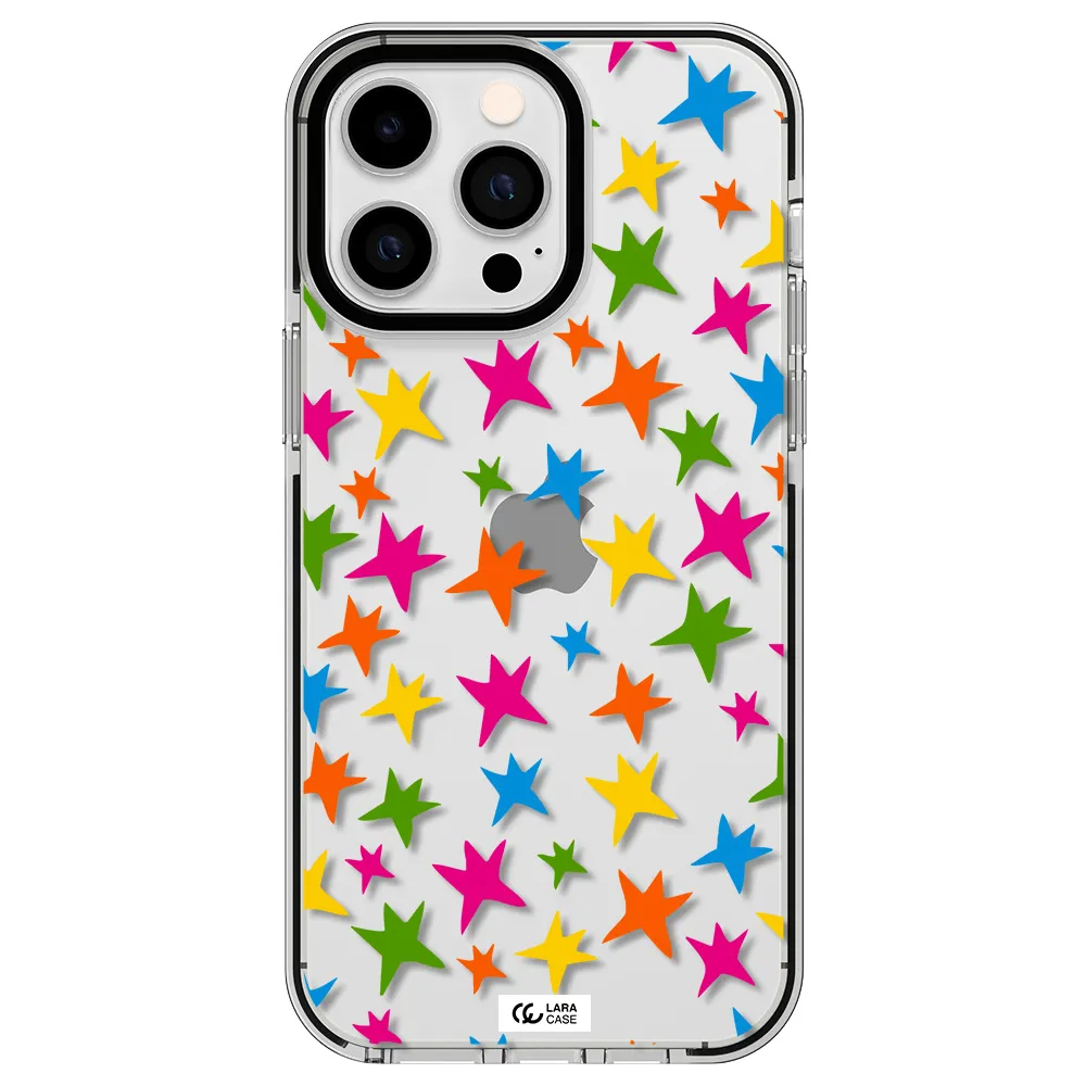 Colorful Stars Apple iPhone 15 Pro Max impact black border Case