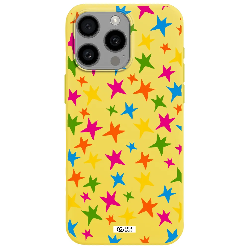 Colorful Stars Apple Iphone 15 Pro max Silicone canary yellow Case