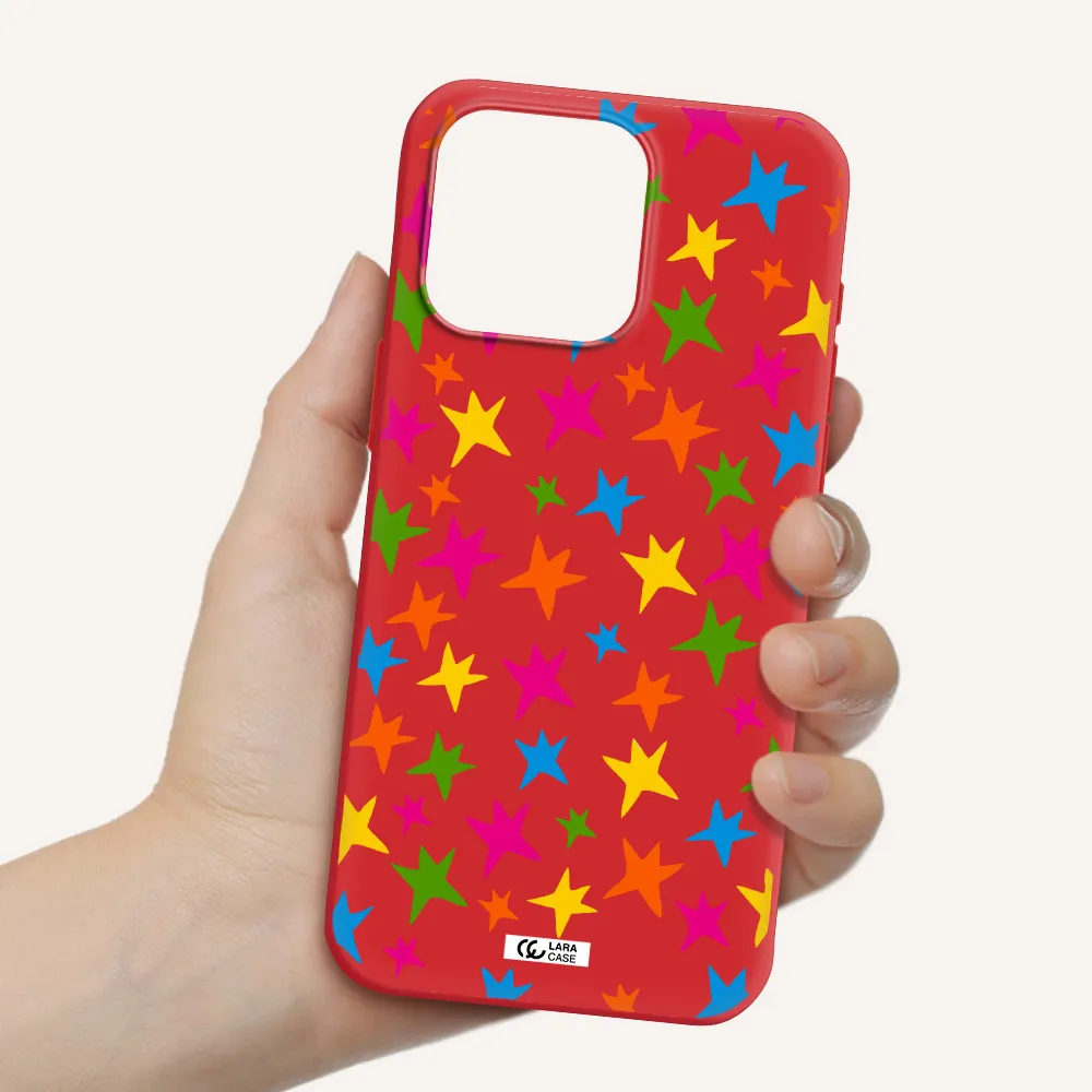 Colorful Stars Apple Iphone 15 Pro Max Silicone Imperial Red Case