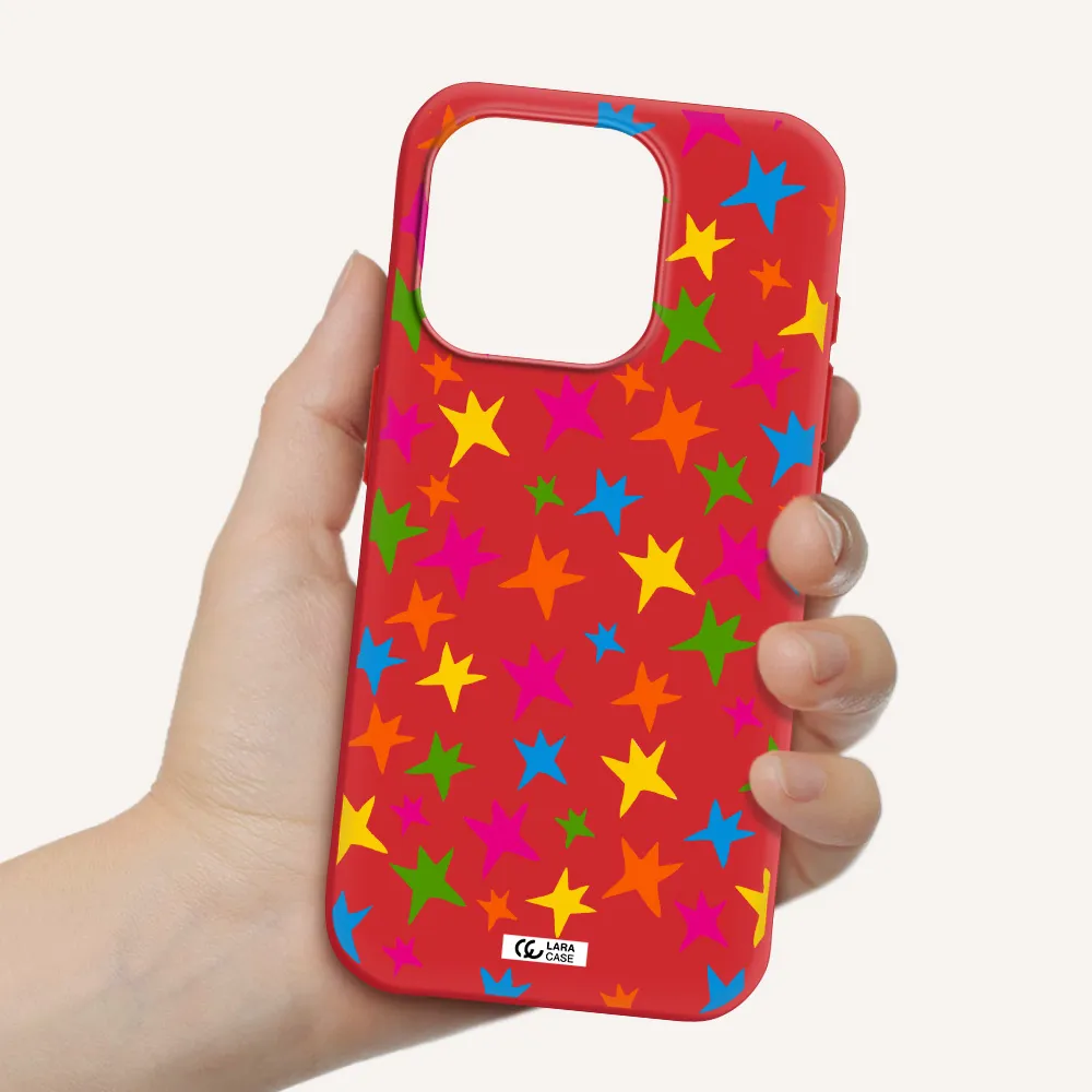 Colorful Stars Apple Iphone 15 Pro Silicone Imperial Red Case