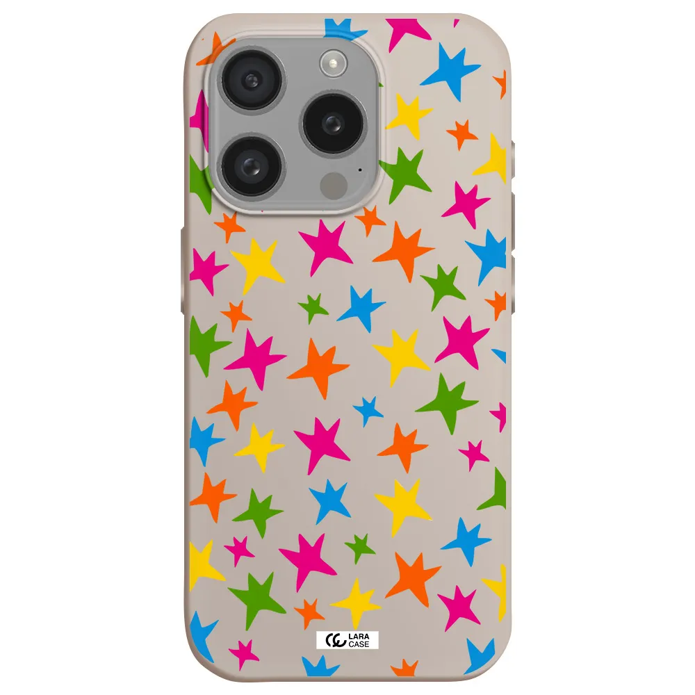 Colorful Stars Apple Iphone 15 Pro Silicone Stone Case